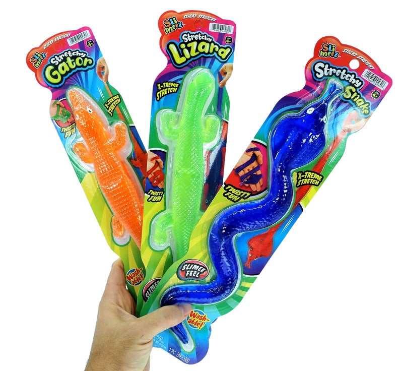 JA-RU Giant Sticky Lizard, Alligator, Snake Stretchy Fidget Toy (1 Pack Assorted) Fake Rubber Snake for Kids. Stress Relief Toy. Reptile Party Favors, Goodie Bags Stuffers. 430-1A - Image 3